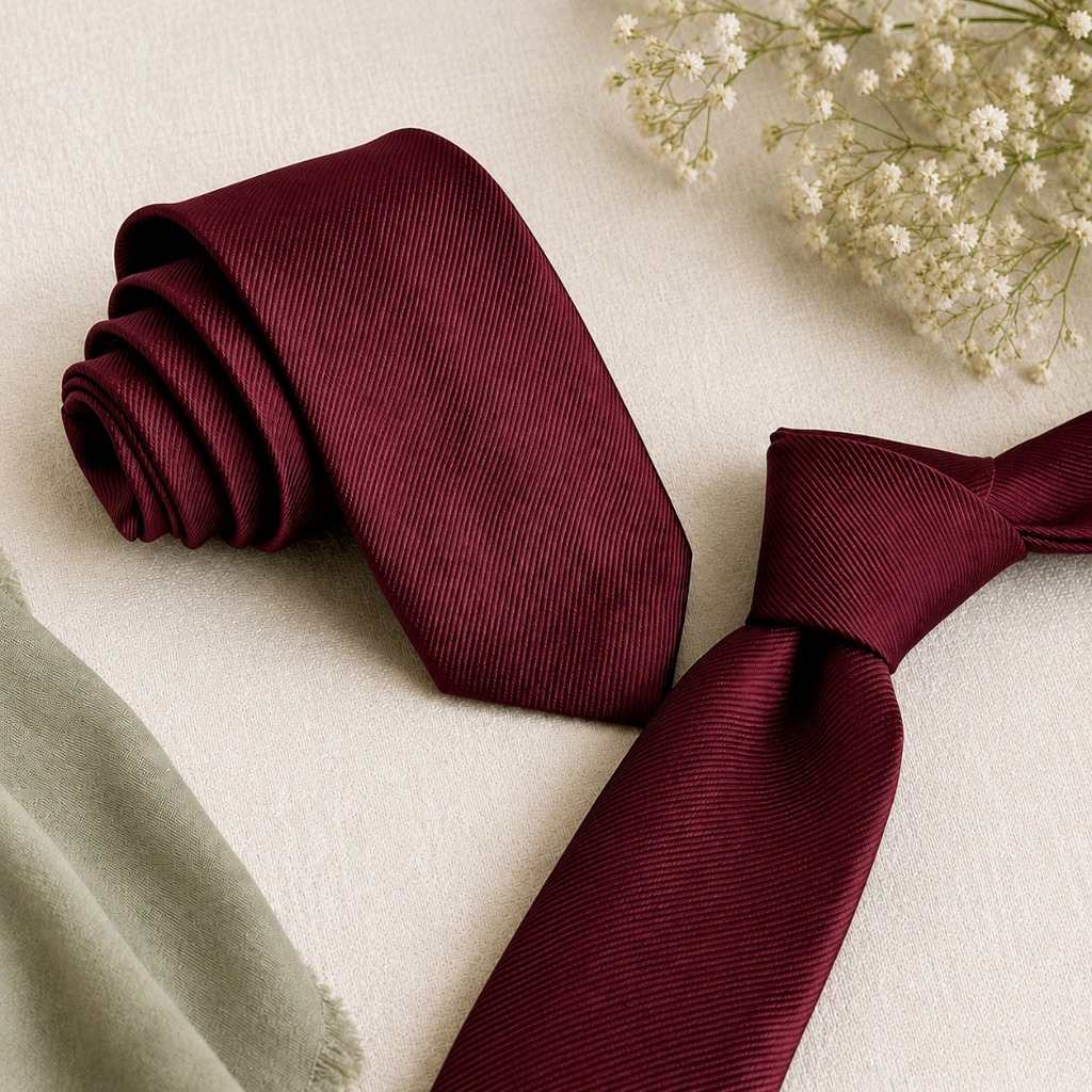 Kit 02 a 10 - Gravata Masculina Slim Marsala para Casamento