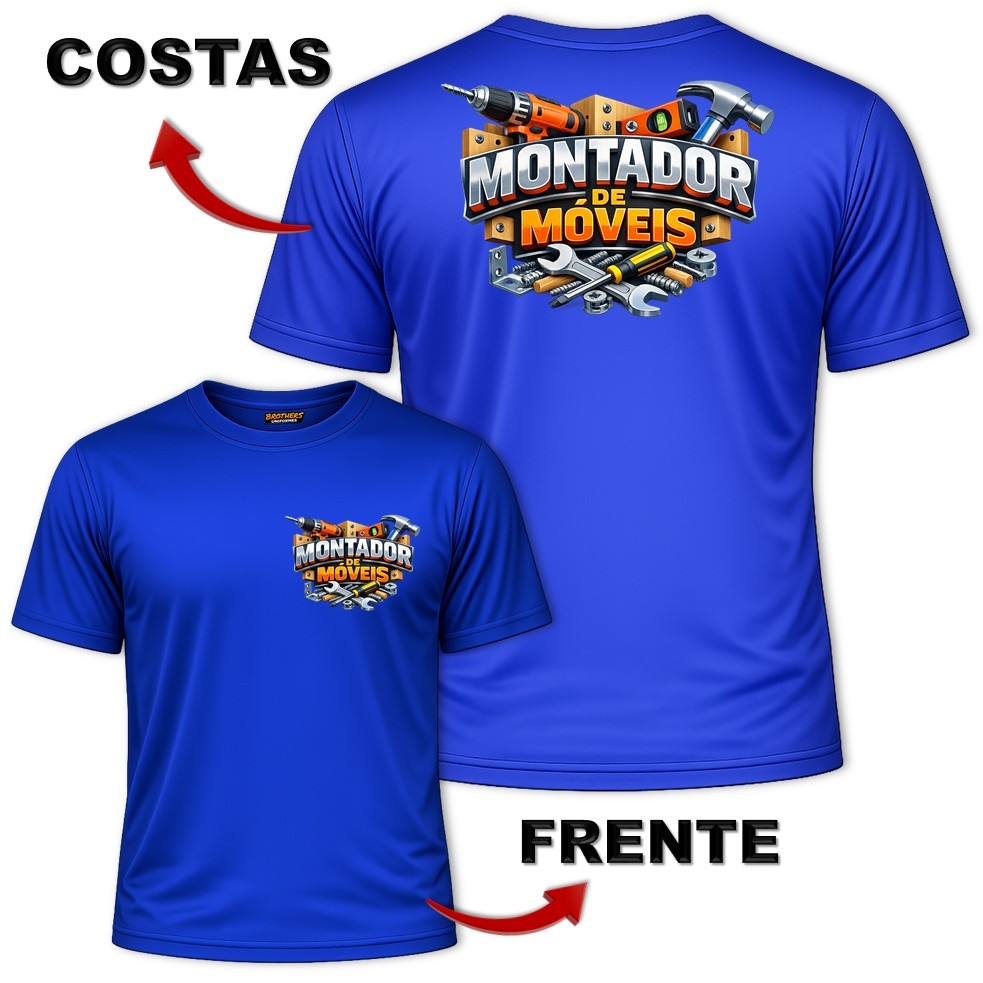 Camiseta Camisa Masculina Uniforme Profissional MONTADOR DE MÓVEIS Marceneiro Marcenaria Decoração Dry Fit Respirável — imagem 2 de 2