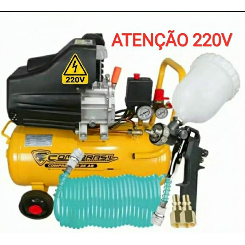 KIT Compressor 25Lts 2HP Pist 600ml Mang Eng Ráp 220V