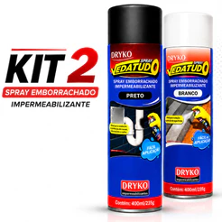 KIT 2 Unidades Borracha Líquida Impermeabilizante Spray Vedatudo Impermeável 400ML - DRYKO