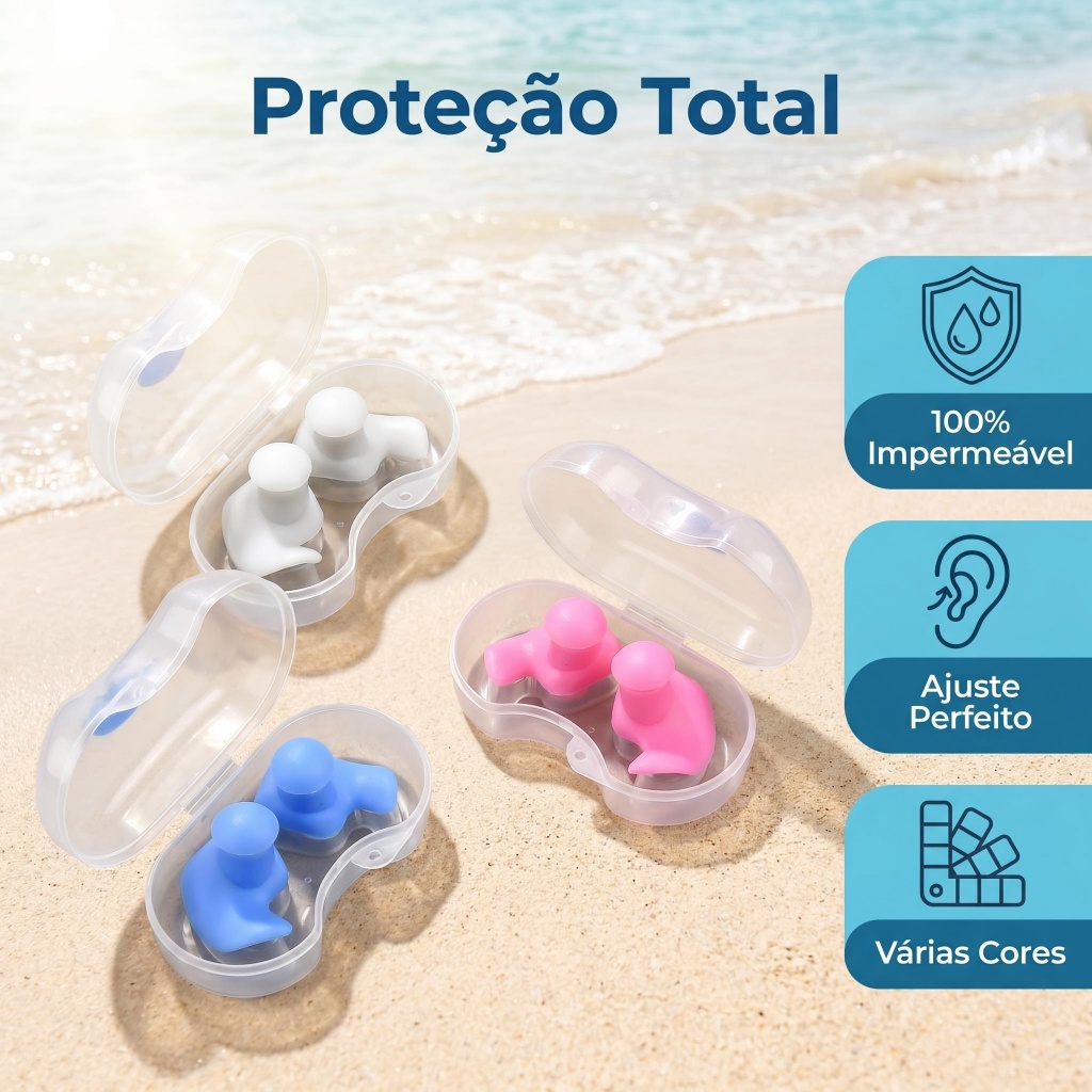 Tampões de Ouvido de Natação Silicone À Prova D'água