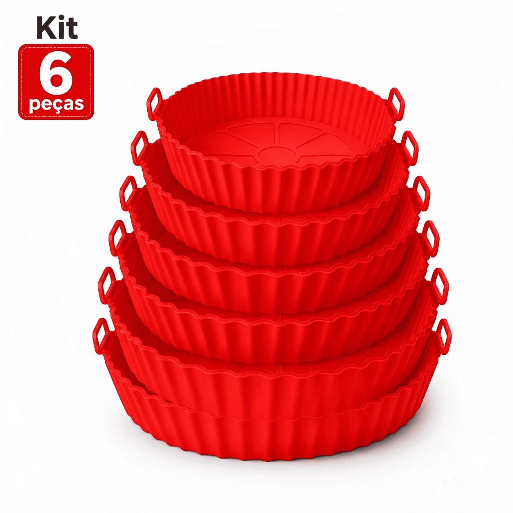 Kit 6 Formas Silicone Air Fryer Antiaderente