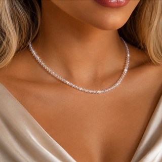 Colar Feminino Delicado Com Cristal De Vidro Ou Fio De Nylon Furta Cor Premium Luxo