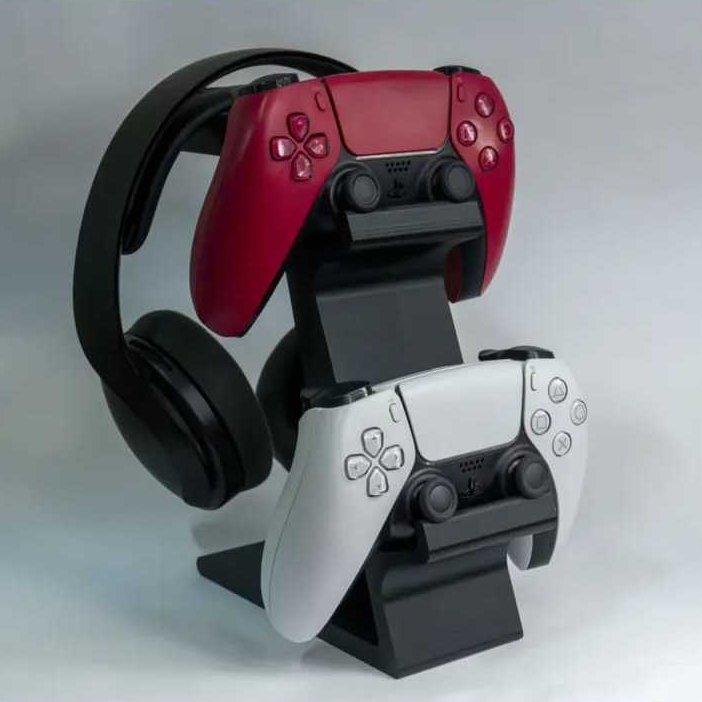 🎮 Suporte Gamer 2 em 1 para Controle e Headset – Organizador de Mesa para Setup Gamer