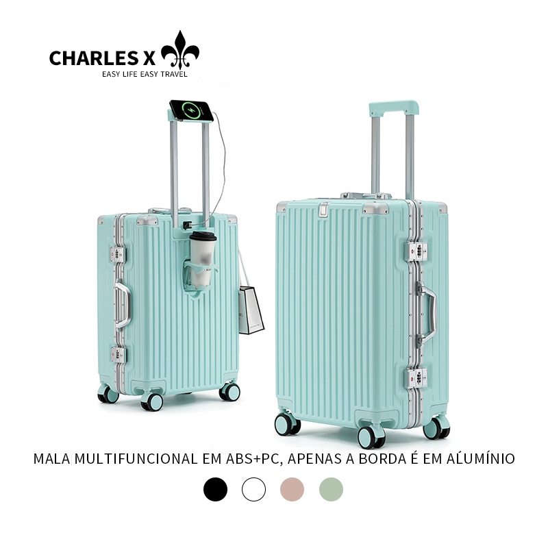 CHARLES X Mala de viagem armação de alumínio Função separação seco e molhado Com porta USB