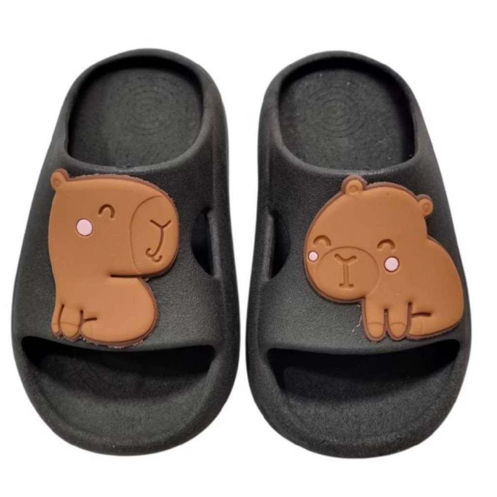 Chinelo Infantil Unissex Tipo Nuvem Capivara Antiderrapante – Confortável e Fofo, Cor: Preta, Tam: 31/32, Marca: Dmbauer