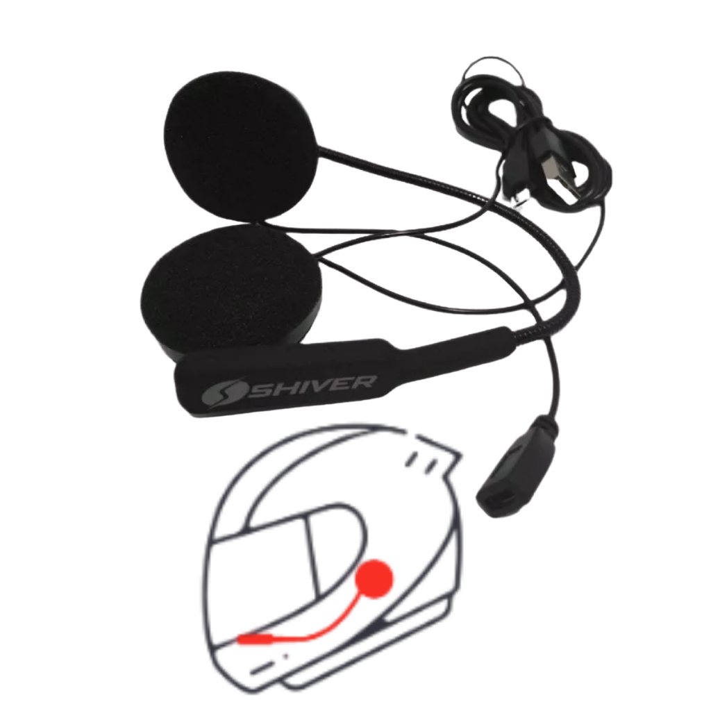 Fone De Ouvido Para Capacete de Moto e Bike Interno Bluetooth 5.0 Shiver S6 Com Microfone Universal