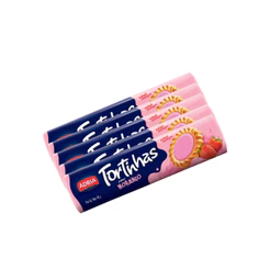 Kit 5un Biscoito Adria Tortinhas Morango 140g