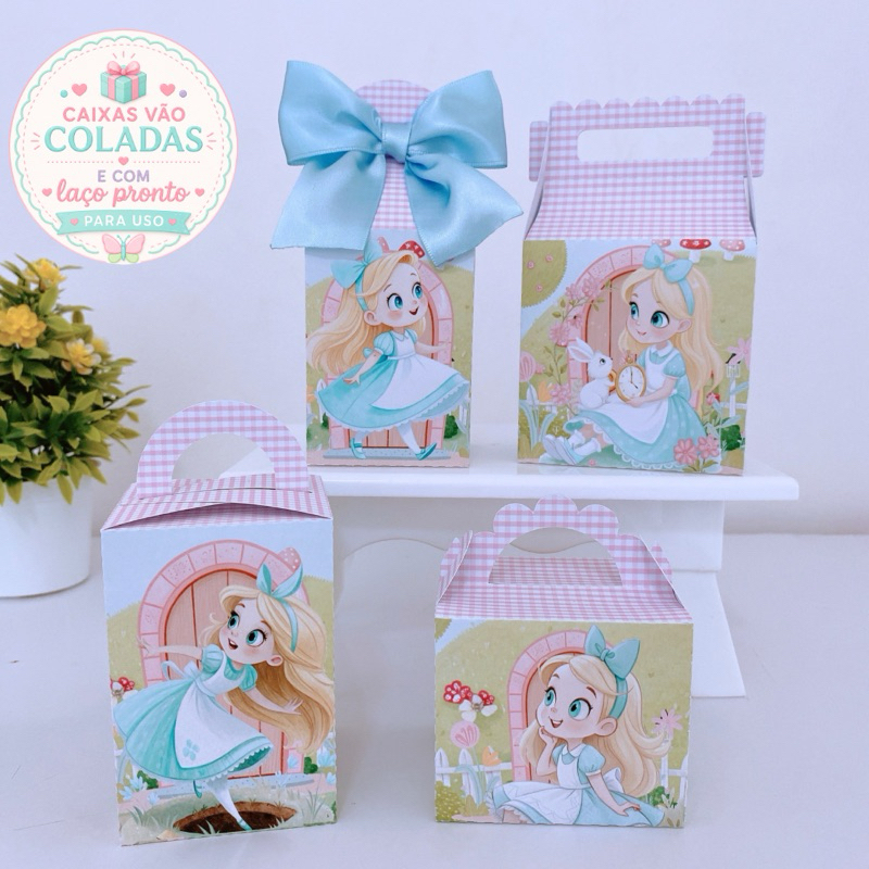 Kit Festa Alice no País das Maravilhas Caixinhas Personalizadas Lembrancinhas Infantil Aniversário