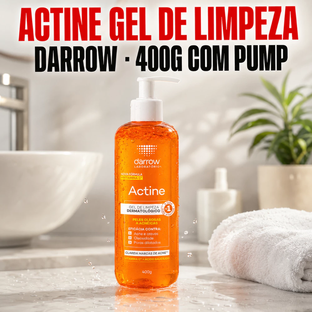 Actine Gel de Limpeza Facial 400g Darrow Sabonete Pele Oleosa Acne Cravos Ácido Salicílico Original