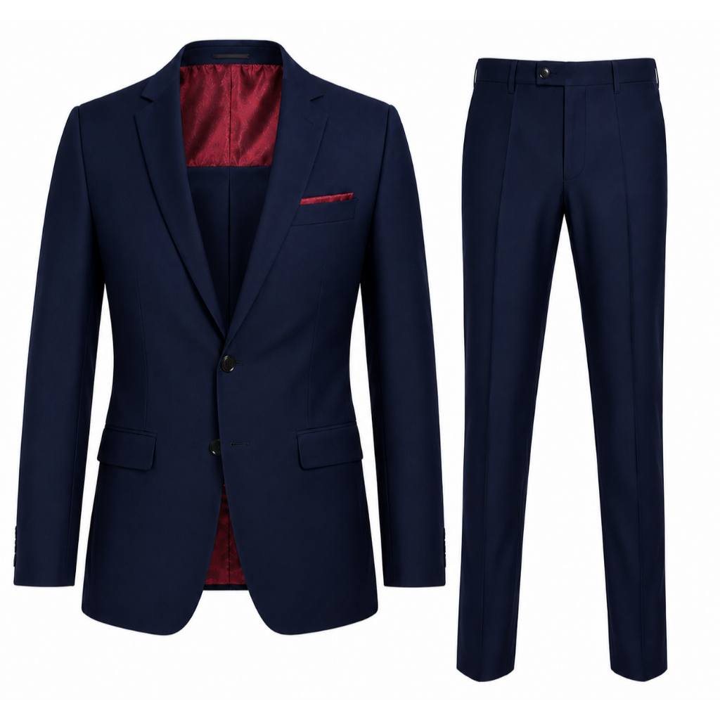 Kit Terno Azul Completo Gabardine Forro Interno Importado - Corte Italiano Premium ( Paletó + Calça)