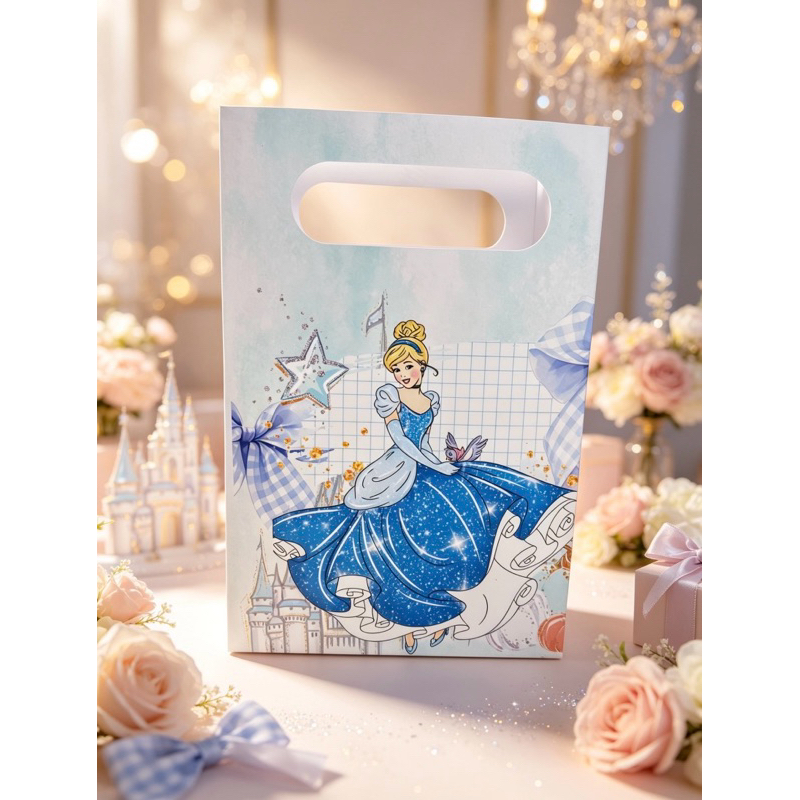 10 Sacolinhas Surpresa Personalizada no Tema  CINDERELA AQUARELA Lembrancinha PEGUE E MONTE / PRONTA ENTREGA