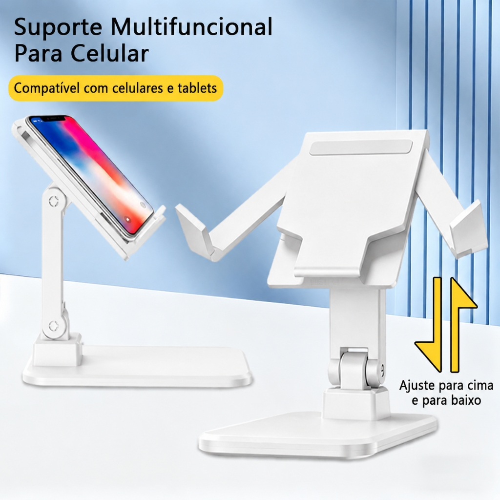 Suporte Para Celular e Tablet Dobrável Portátil Ajustável Base Multifuncional Para Escritório Mesa Universal​