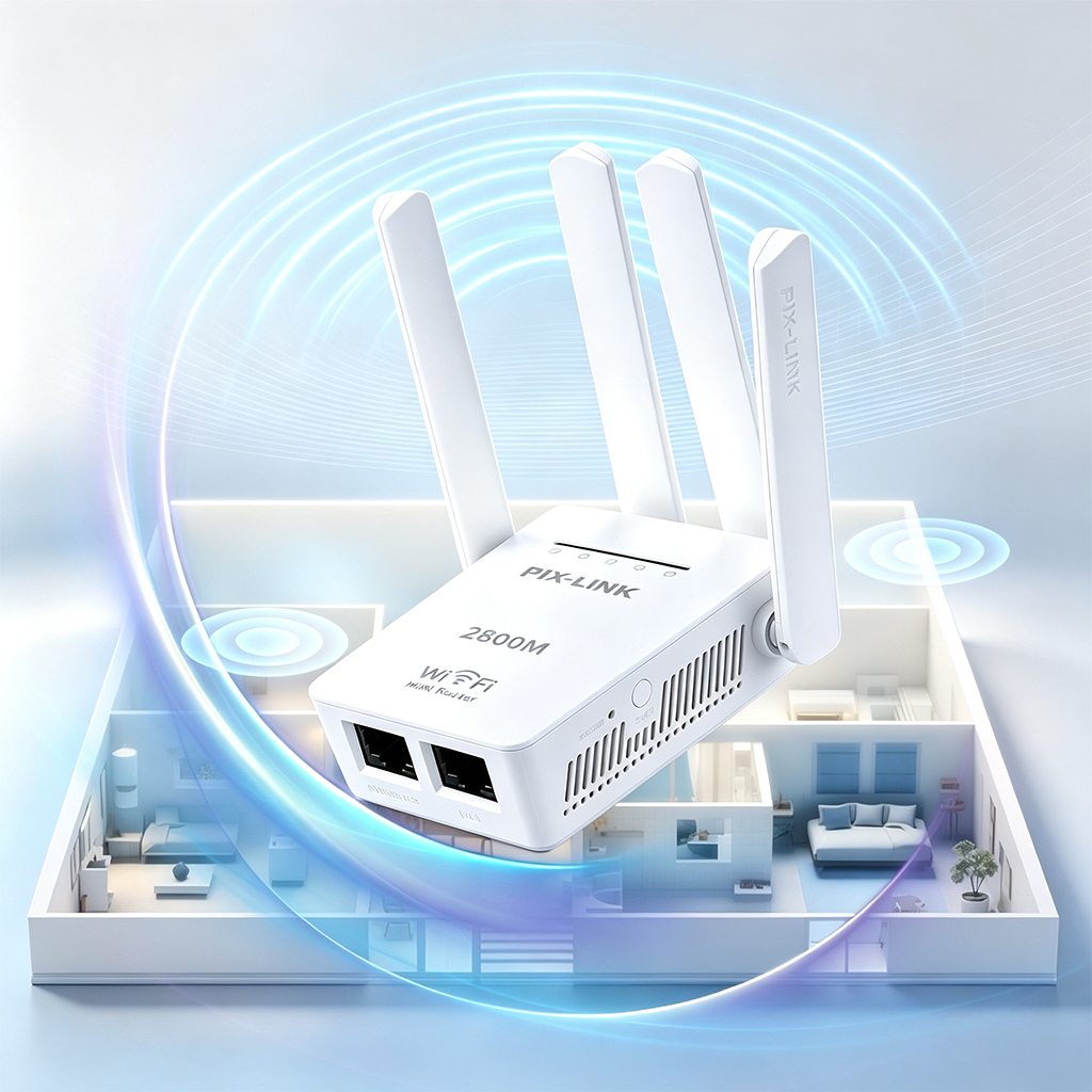 Repetidor e Roteador Wi-Fi 2800Mbps 4 Antenas Amplificador de Sinal Goldenultra