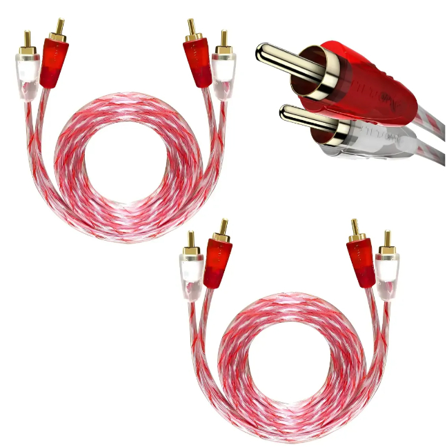 2 Cabos Rca 1 Metro Stetsom Injetado Som Automotivo Bronze