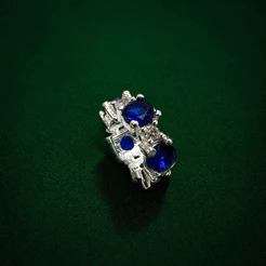 Berloque Espaçador Azul Cravejado em Prata 925 Elegante e Sofisticado