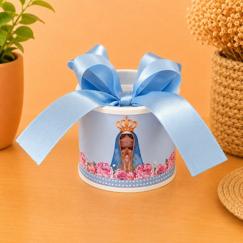 Kit Mini Tubolata Nossa Senhora Aparecida Azul I Lembrancinha | aniversário | 5x6 Tampa de Plástico branca