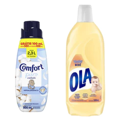 Kit Lava Roupas Ola Bebê 500ml + Amaciante Comfort Puro Cuidado Para Roupas de Bebê Pele Delicada