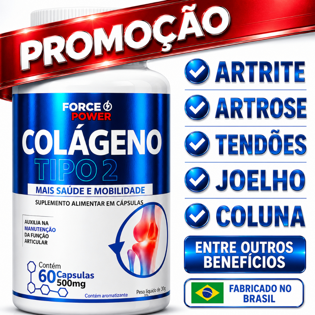 Colágeno Tipo 2 Original para Joelho Articulação Cartilagem Ossos 60 Cápsulas  POTE PARA 30 DIAS USO
