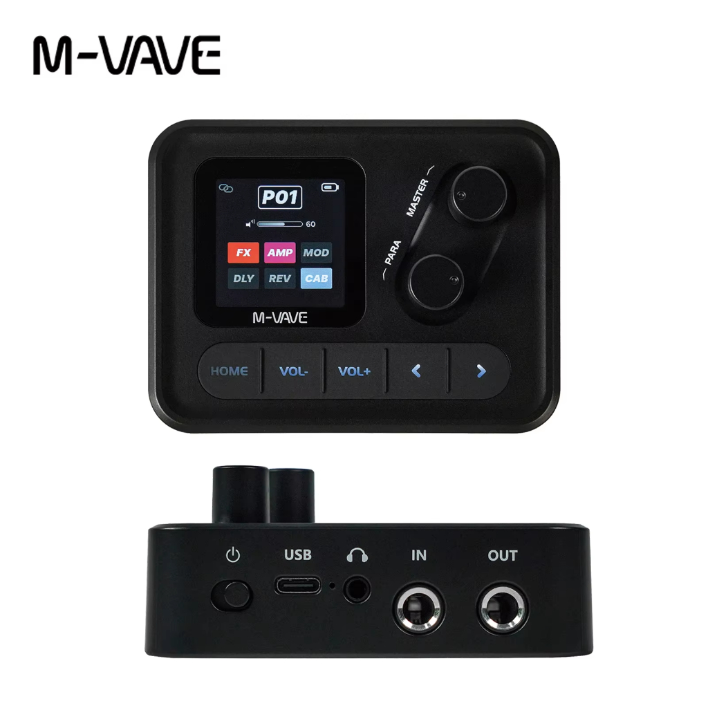 M-VAVE Pocket AMP – Processador multiefeitos para guitarra com tela HD de 1,54" / Cadeia de efeitos personalizável 6+1