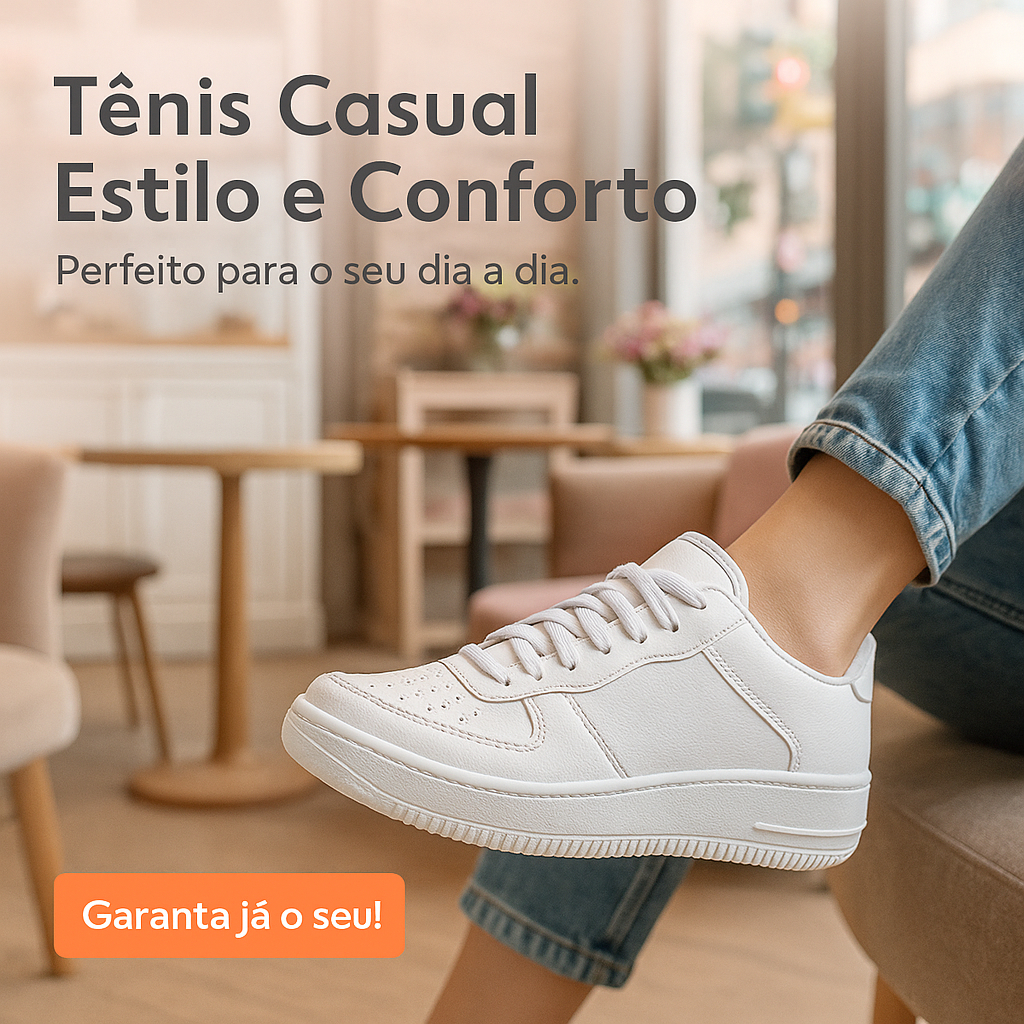 Tênis Casual Feminino Branco Versátil Confortável E Estiloso O Salva-Looks Da Mulher Moderna