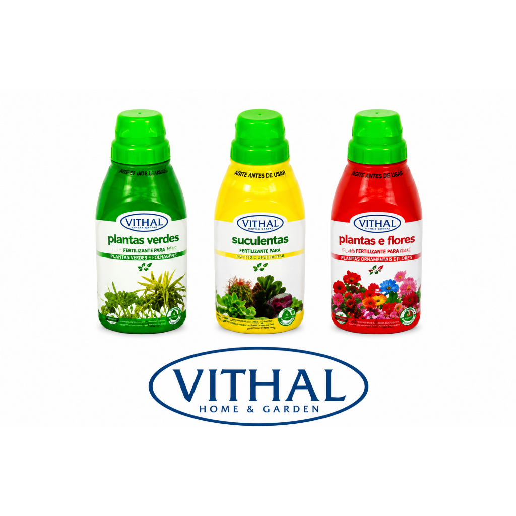 Fertilizante Líquido Adubo Vithal 250ML - Plantas Verdes Flores Cactos e Suculentas Concentrado NPK Manutenção Floração