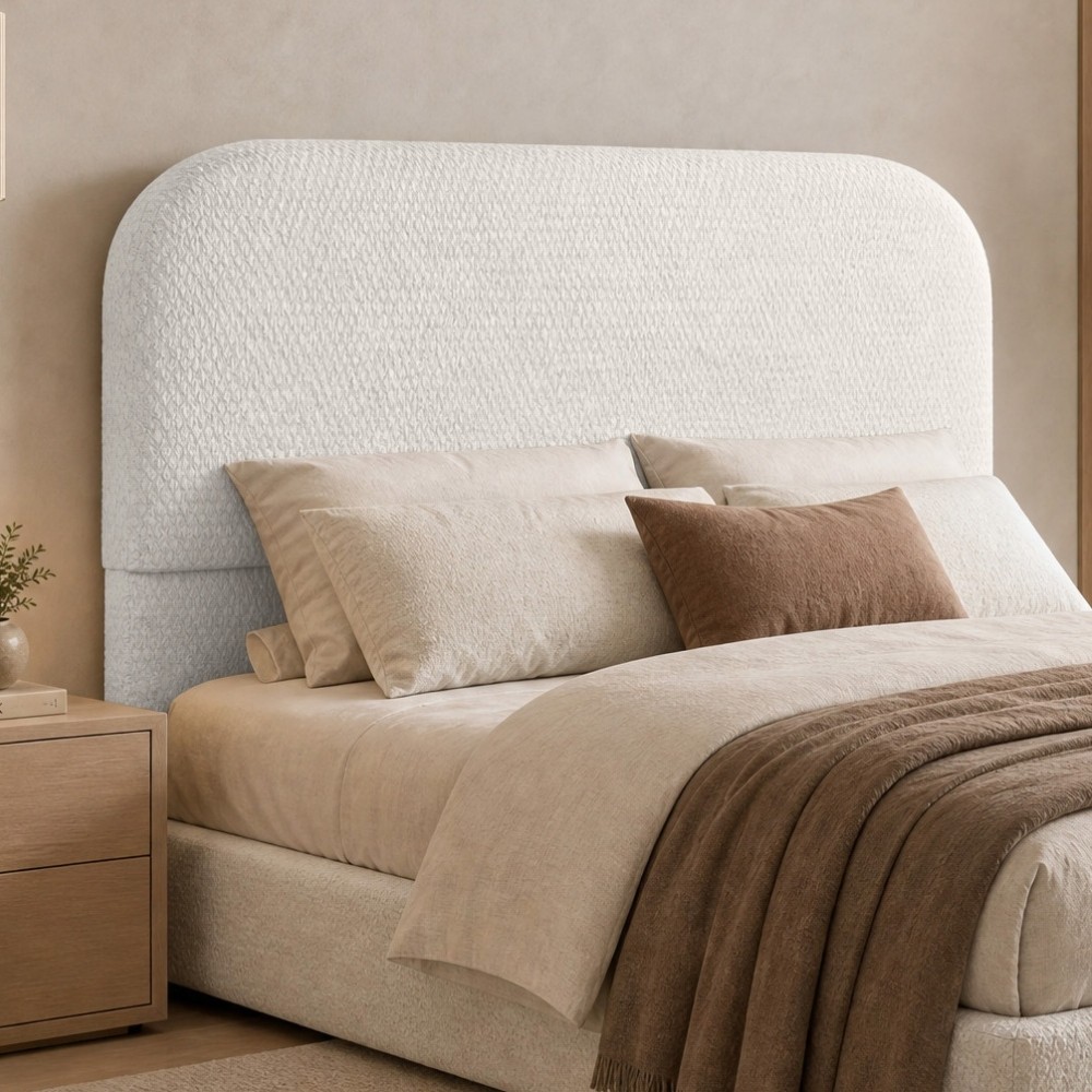 Cabeceira Cama Box King 195cm Orgânica Lanna W01 Bouclê Cru - Lyam Decor