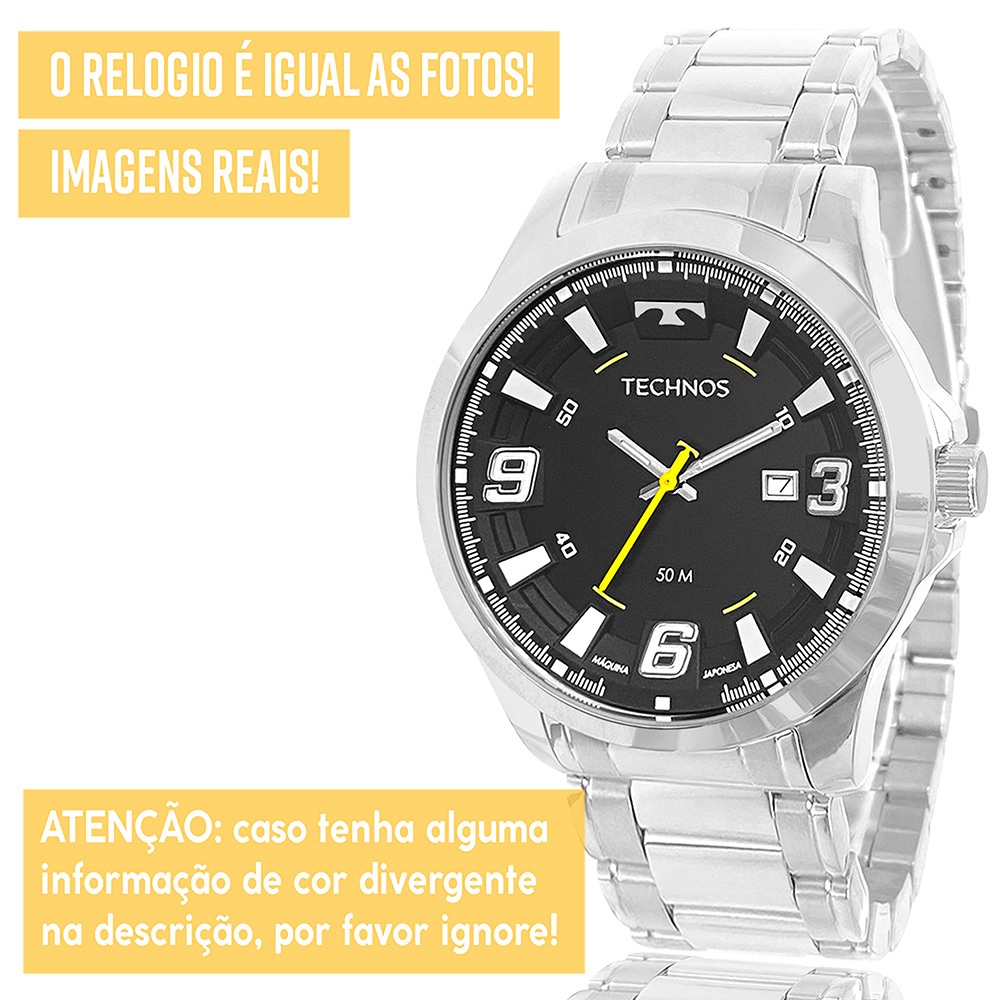 Relógio Masculino Technos Prata Prova D'água Garantia 1 Ano · foto 2