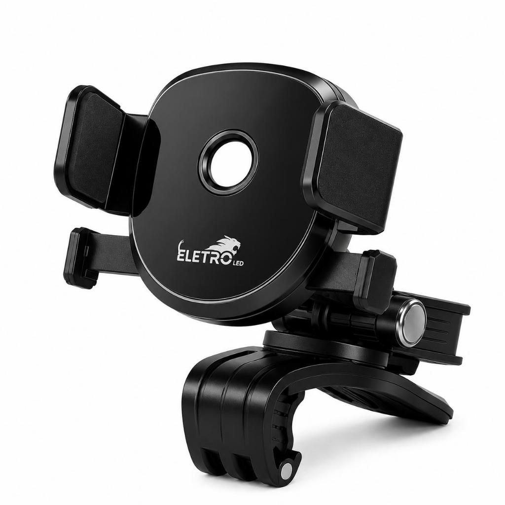 Suporte Veicular Para Celular Painel Universal Ajustável Rotação 360° Fixação por Presilha Compatível Smartphones top