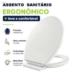 Assento Sanitário Soft Close Tampa de Vaso Tábua Formato oval Amortecedor Fechamento Suave -K7