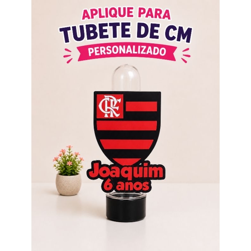 20 Apliques para Tubete Personalizado Flamengo - Lembrancinha Aniversário Infantil