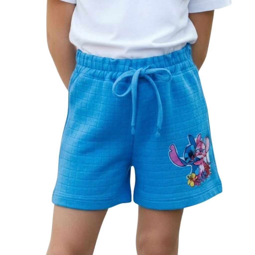 Short Infantil Menina Verão Feminino Juvenil Estampado Azul Envio Imediato