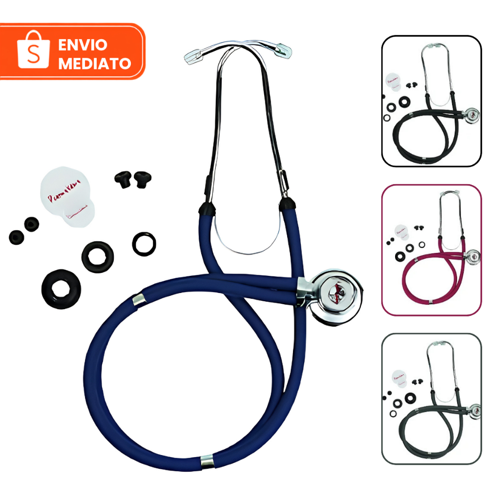 Estetoscópio Rappaport Premium Tubo Duplo ADULTO PEDIÁTRICO Alta Acústica Kit Completo