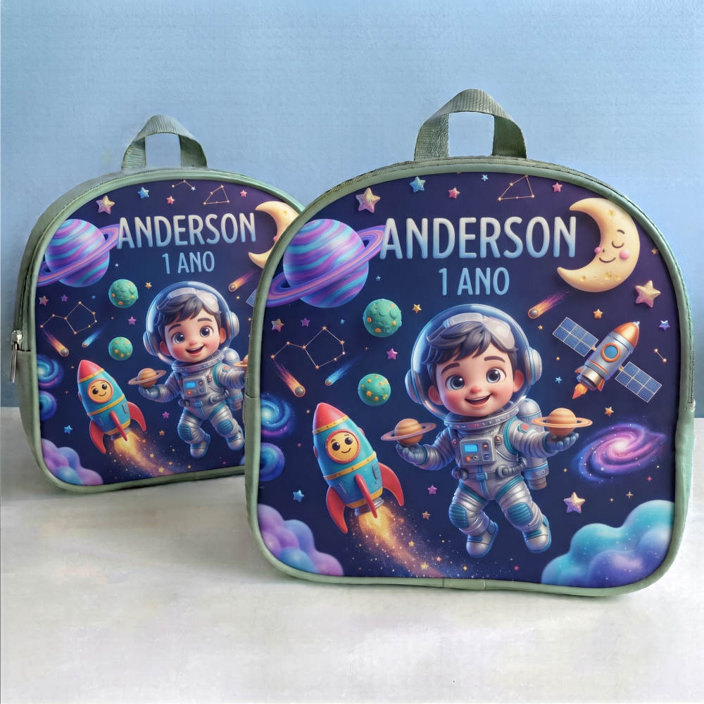 50 Mochilinhas lembrancinhas personalizada no tema Astronauta, personalizamos para aniversários, brindes e mimos