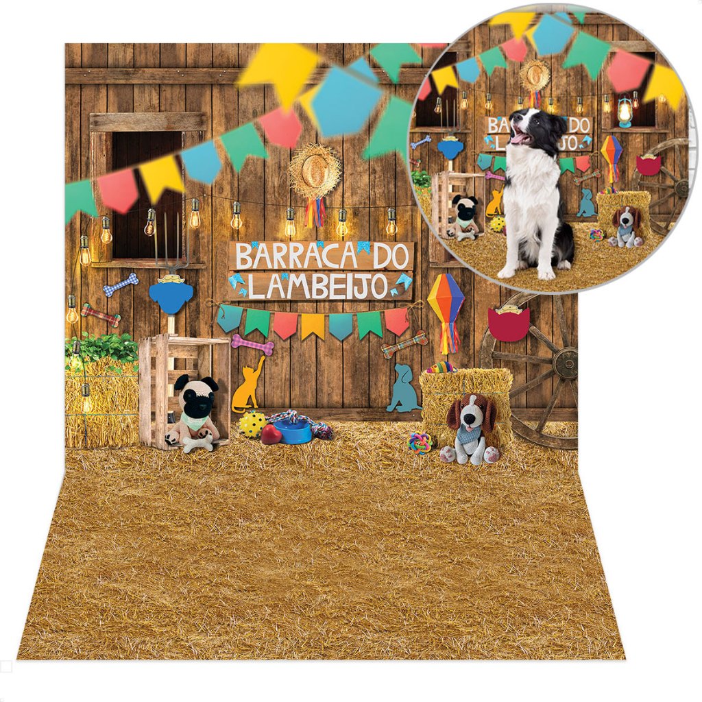Fundo Fotográfico Pet Festa Junina Cenário Arraiá Barraca Lambeijo Sublimado Em 