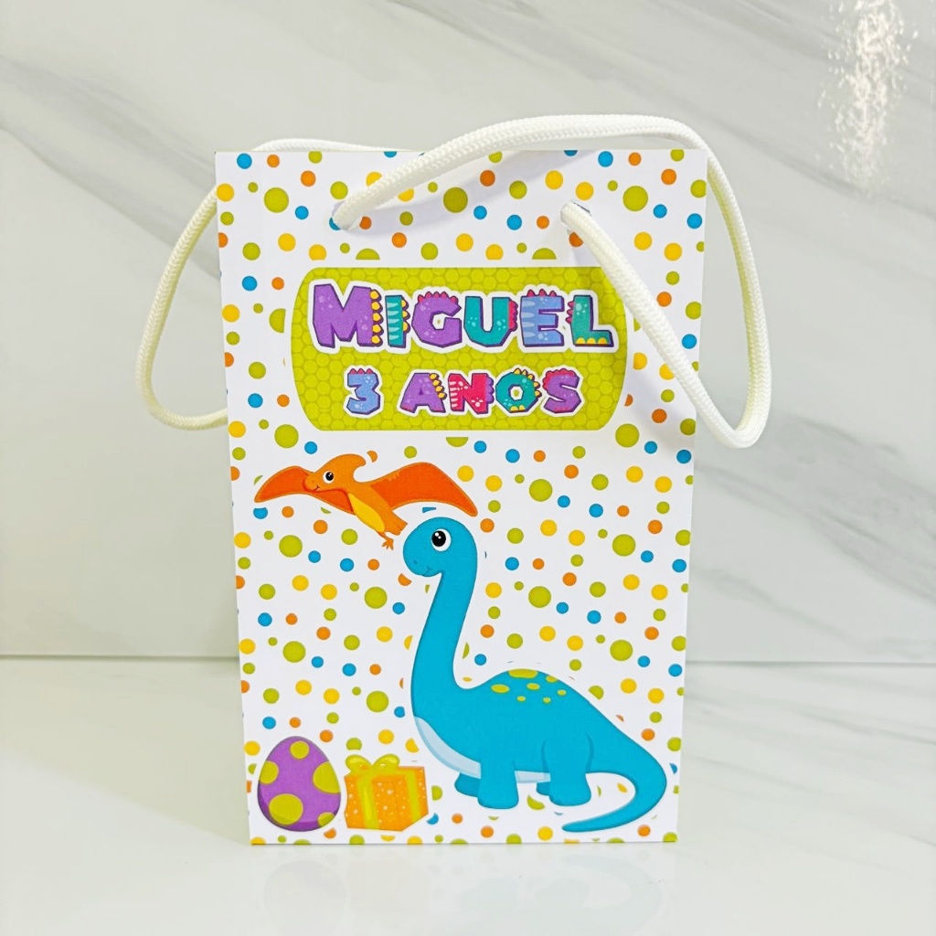 Sacolinha para Lembrancinha Dinossauro Personalizado Lembrancinha Festa Infantil Aniversário