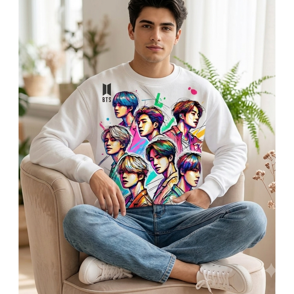 Moletom Masculino e Feminino Flanelado Blusa De Frio Quentinha Estampado Banda BTS Casaco Algodão