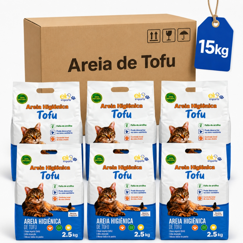 Kit Areia Higiênica de Tofu Super Premium 15 a 10kg