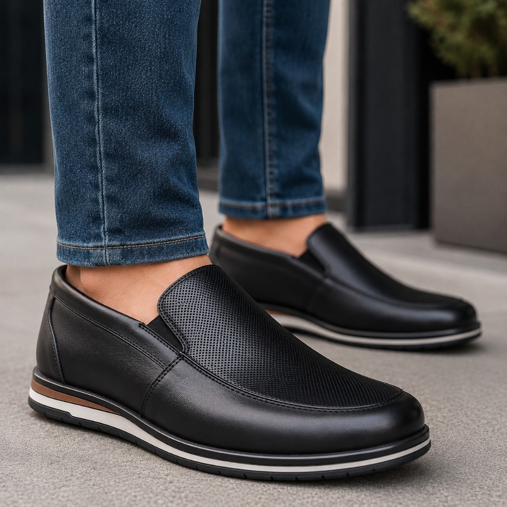 Sapato Social Slip On Masculino Couro Legítimo Calce Fácil Confortável Casual Esporte Fino Macio Antiderrapante