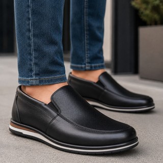 Sapato Social Slip On Masculino Couro Legítimo Calce Fácil Confortável Casual Esporte Fino Macio Antiderrapante