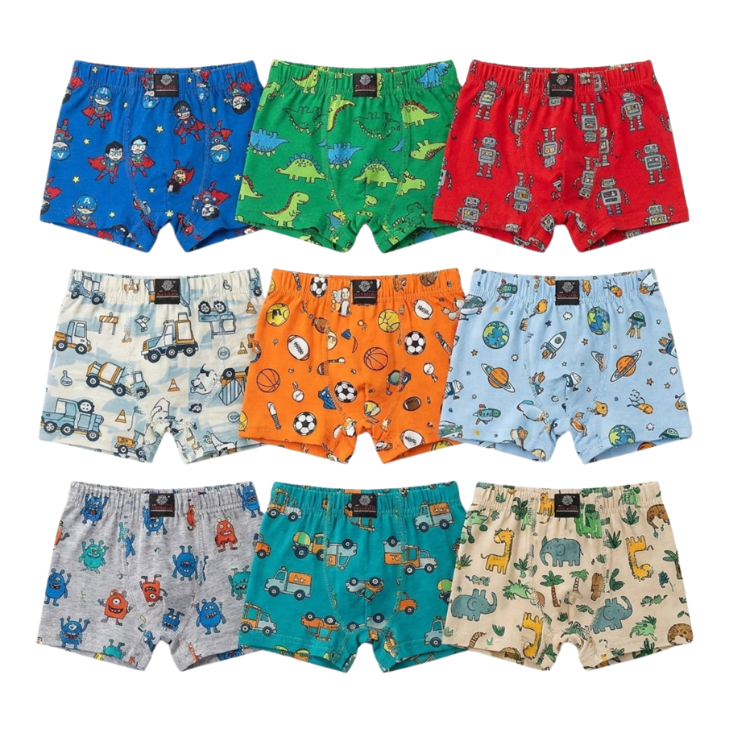 Kit Cueca Infantil Boxer Masculina Menino Malha Macia Microfibra Estampada Confortável Box 10-05 un