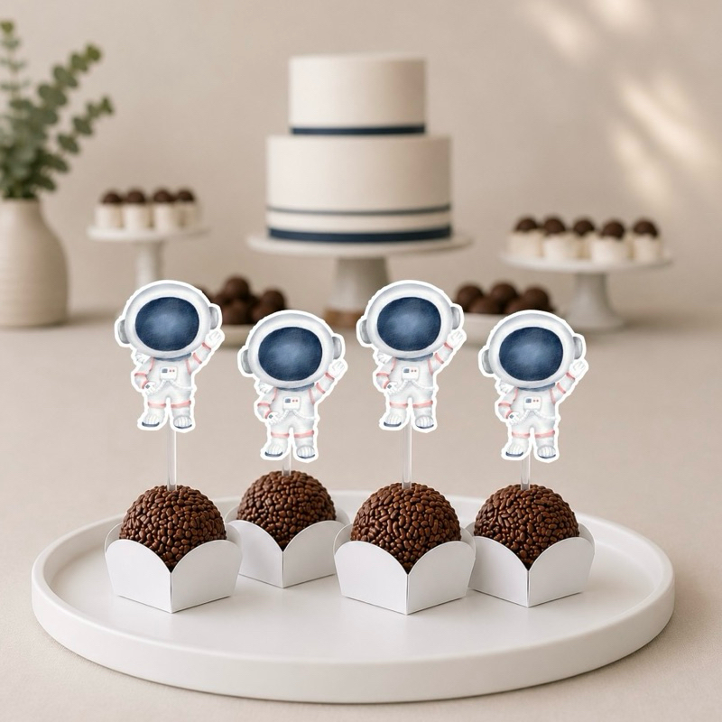 Toppers para Docinhos Astronauta 30/50/70/100 un Festa Astronauta Toppers Brigadeiro Astronauta — imagem 2 de 2
