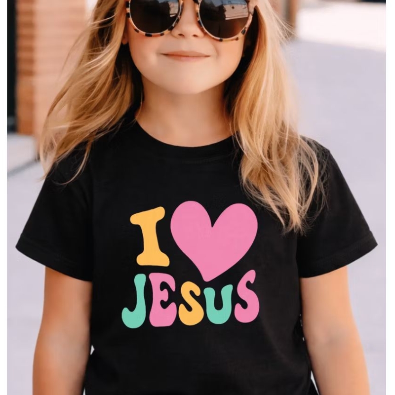 Camiseta Infantil Roupa Criança Estampada Religiosa Colorida Y Love Jesus