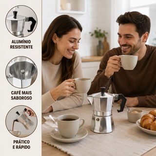 Cafeteira Italiana Moka Express Aluminio Tradicional Café Rápido 3/6/9 Xicaras Espresso…