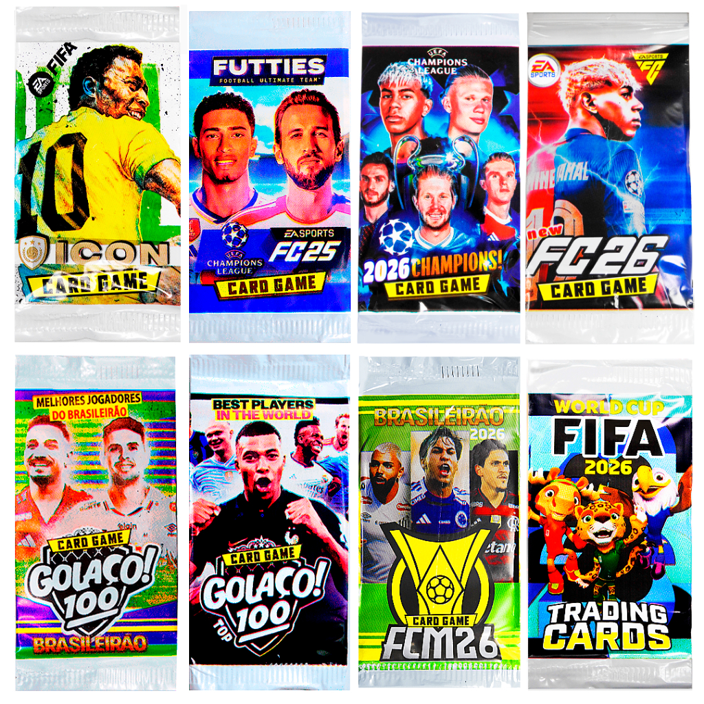 Pacotão Kit Cards Futebol - EaFc, Champions, Brasileirão, Golaço (Cartinhas, Bafo, Tranding)