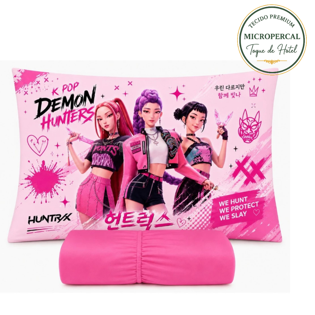 Jogo de Lençol Solteiro 2 Peças com Fronha Estampada Kpop 400 Fios Premium