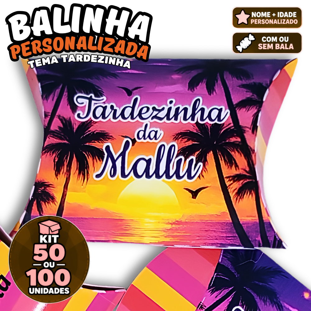 Balinha personalizada Tardezinha – lembrancinha aniversário, decoração, mimo (com ou sem balas)