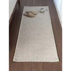 Tapete Passadeira Beira Cama Boho Hebrom 42x140cm Areia Algodão