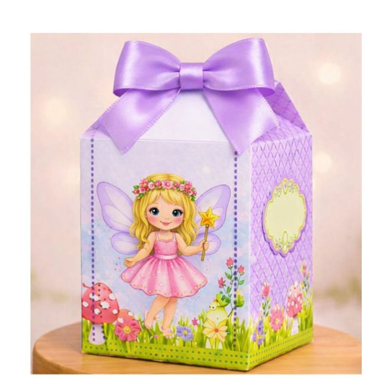ENVIO MONTADO Kit com caixinha milk personalizada para lembrancinha aniversário Tema Fadinha