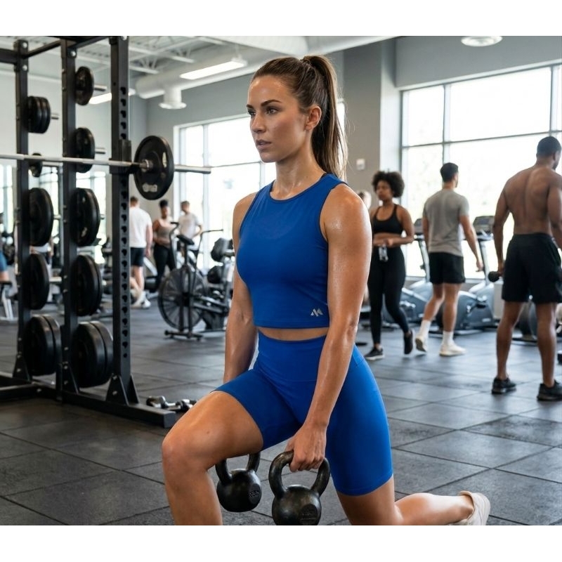 Conjunto Fitness Feminino Cropped e Bermuda Tecido Premium Blackout Zero Transparência Academia